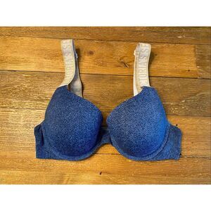 Victoria’s Secret 34B T-shirt push-up full coverage blue faux denim bra